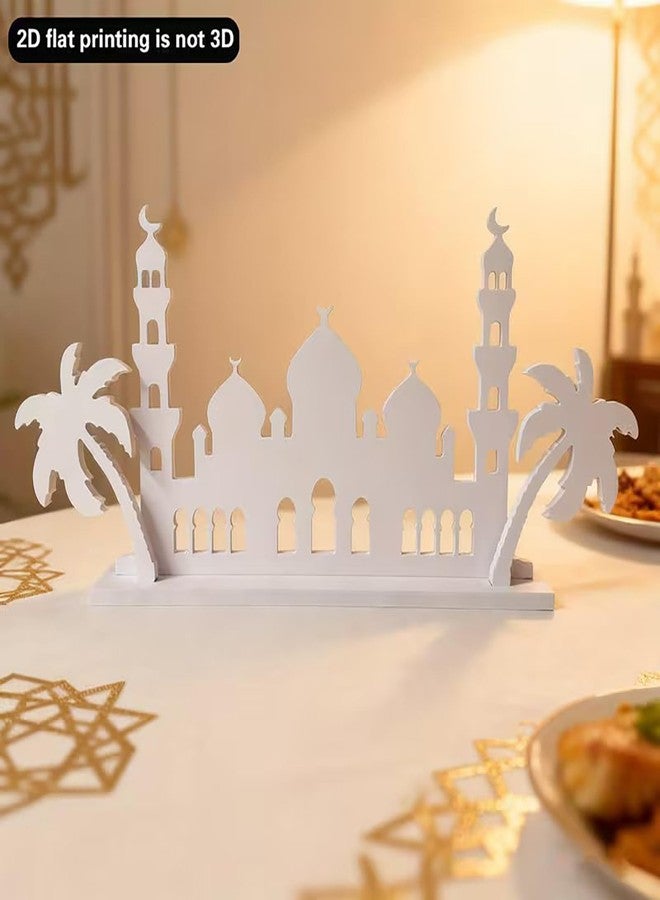 CLITHS قطعة مركزية ثنائية الأبعاد من كليثس، بتصميم مسجد إسلامي من مادة PVC، مناسبة لرمضان وعيد مبارك، مثالية لغرفة المعيشة أو المدخل أو مائدة الإفطار والعشاء، مقاس 39.6 × 18.5 سم - Image 2